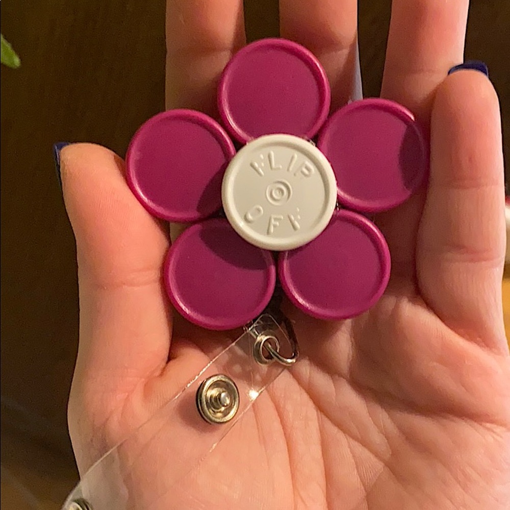 Handmade ID badge reel medical cap flower